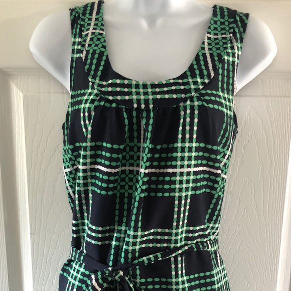 Adorable Navy Blue, Green, and White Dress - Picture 2 of 4